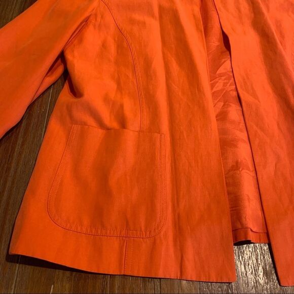 COLDWATER CREEK Orange Silk Linen Jacket Open Front Medium - Picture 5 of 7